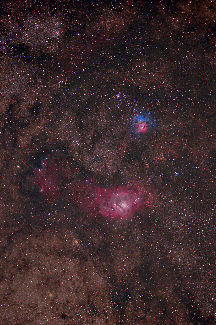Lagoon Nebula (M8), and Trifid Nebula (M20)