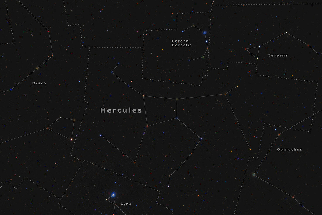 Hercules, Corona Borealis, Labeled