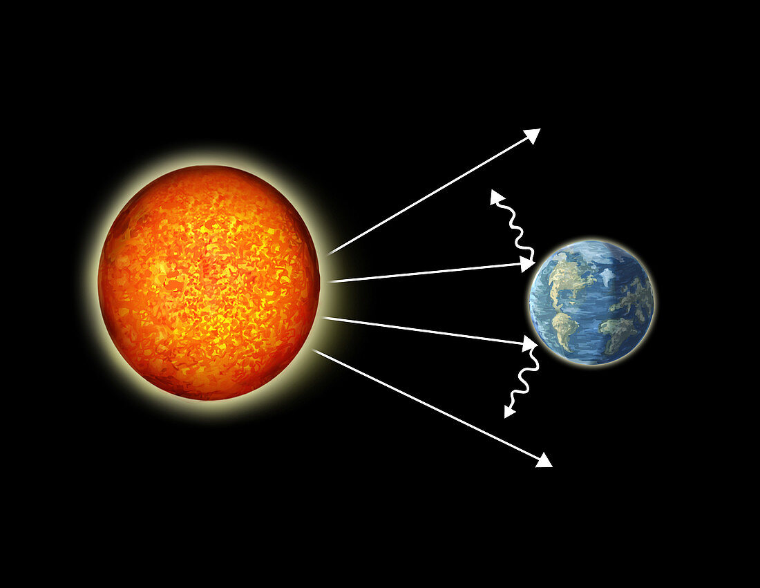 Sun's Rays Reflecting off Earth, illustration