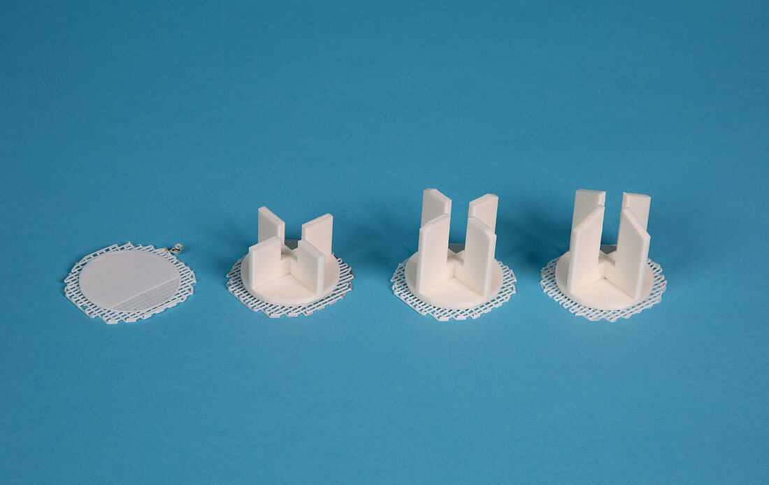 3D Prints in Different Stages From 3D Printer