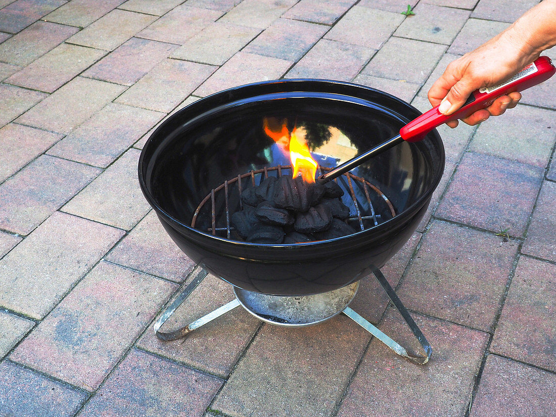Burning Charcoal in a Barbecue Grill, 2 of 4