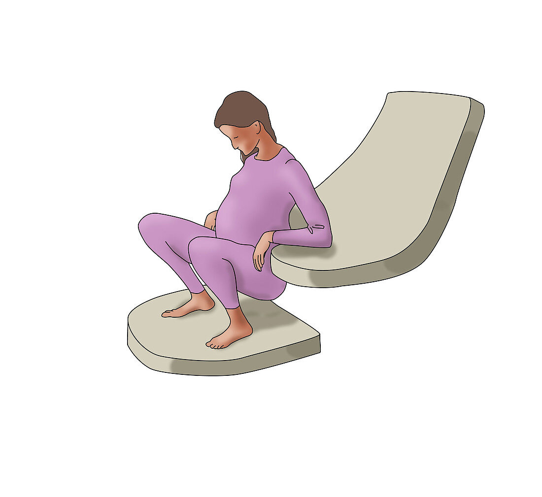 Squatting Birthing Position, illustration