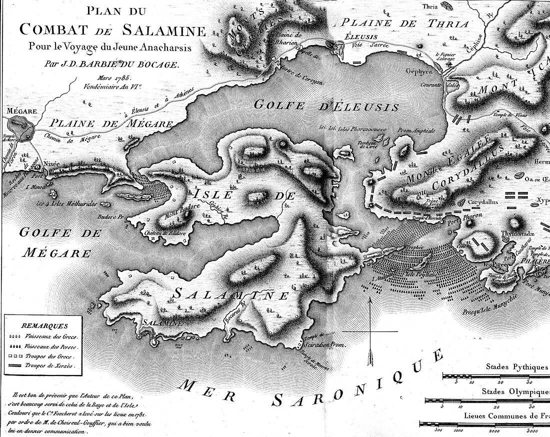 Historical map of the Battle of Salamis