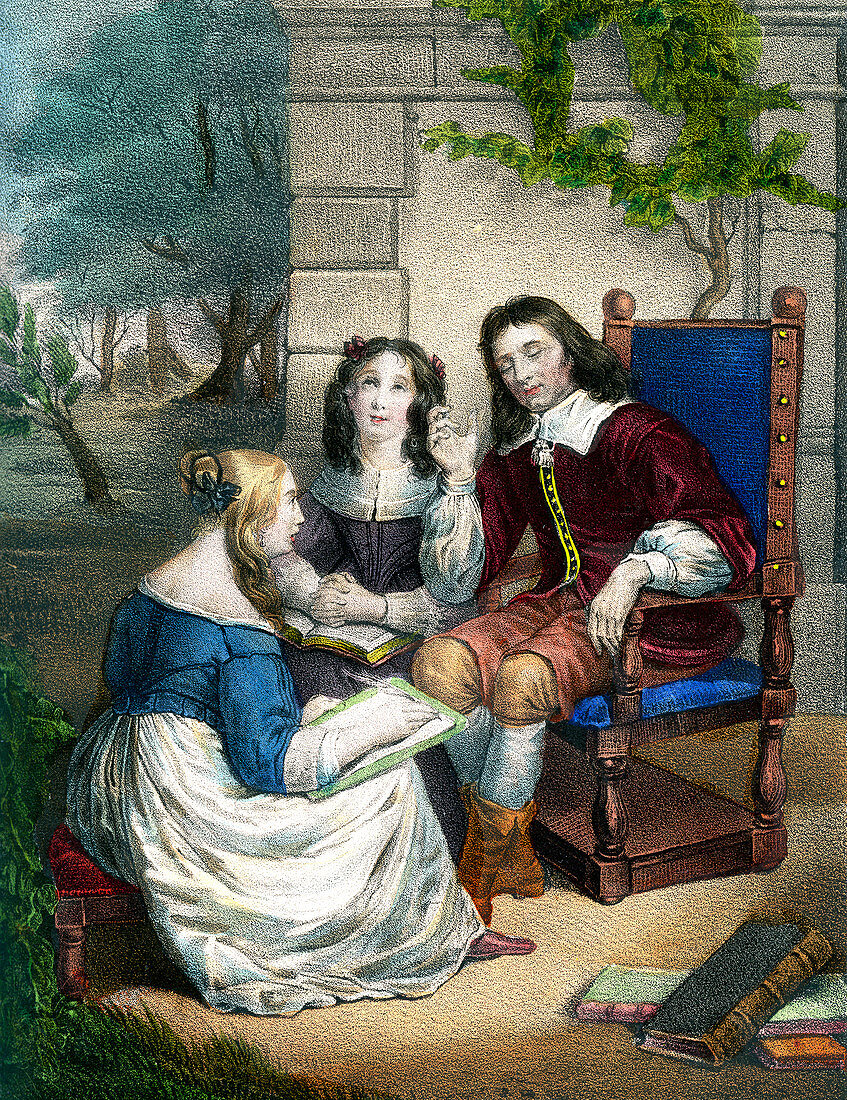 Milton reading 'Paradise Lost', 17th century