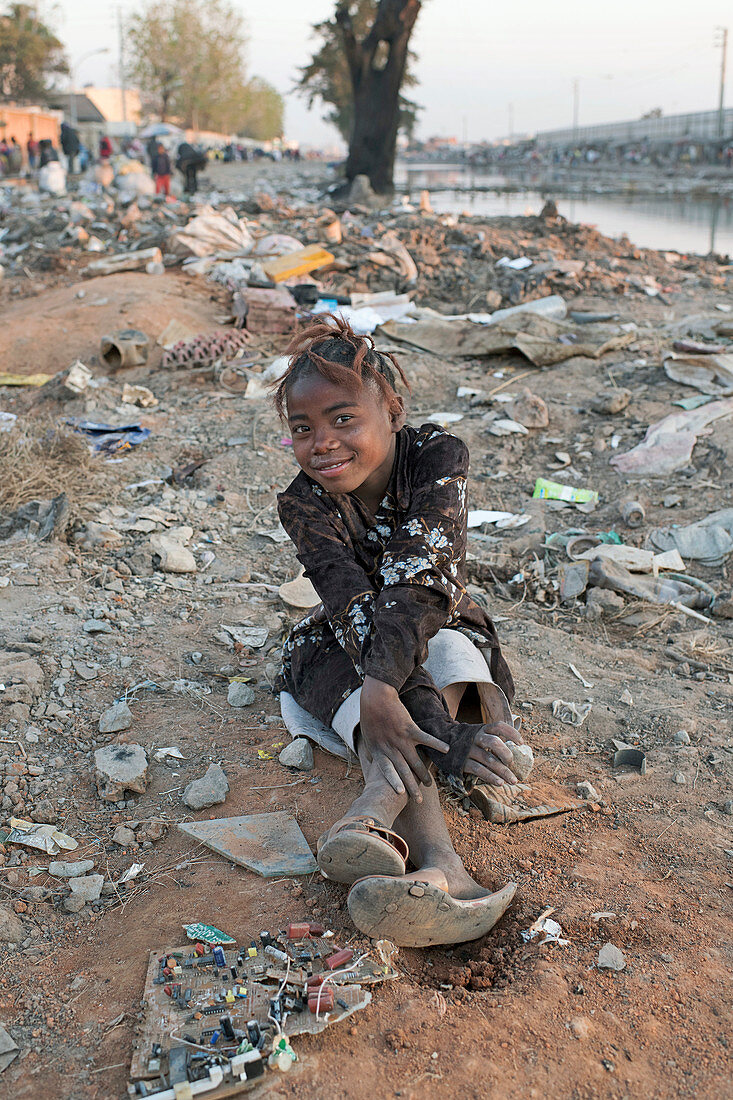 Girl in a polluted area of Antananarivo