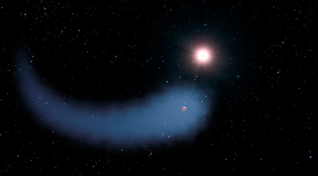 Extrasolar planet and hydrogen cloud, illustration
