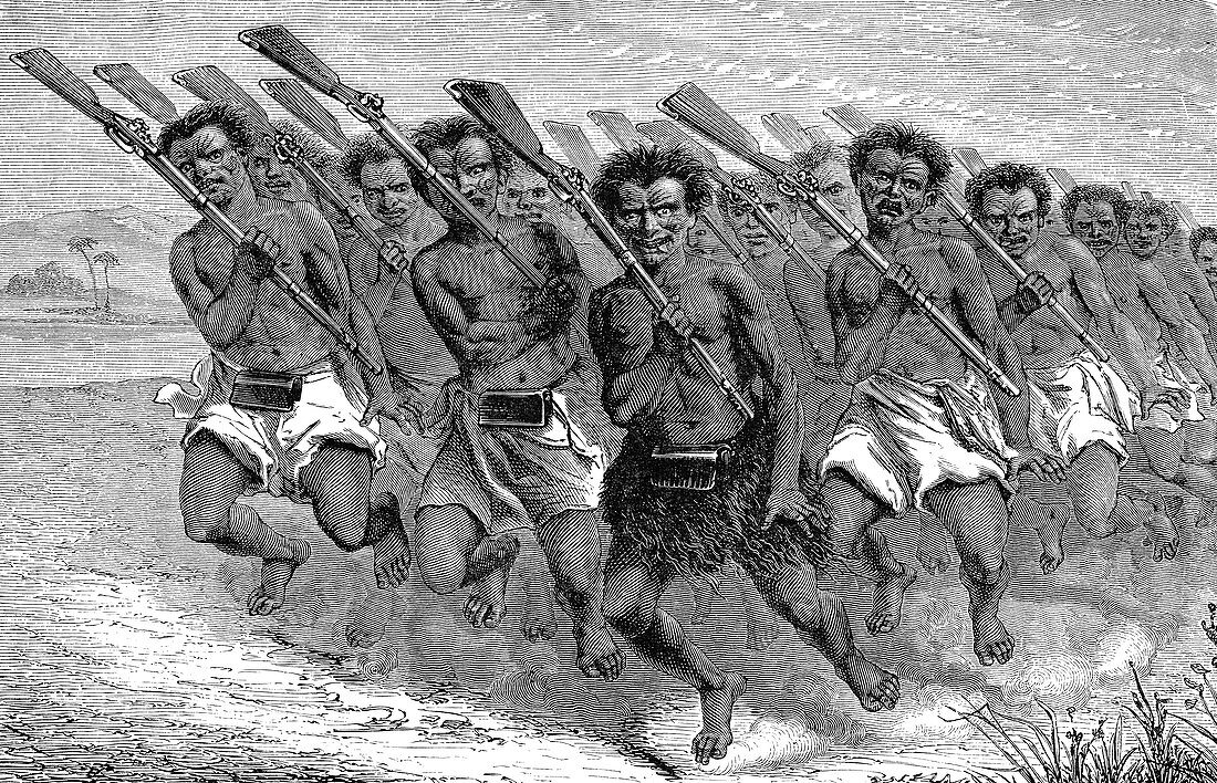 Maori war dance, 1880s
