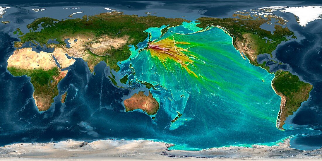 Tsunami from 2011 Japan earthquake, computer model