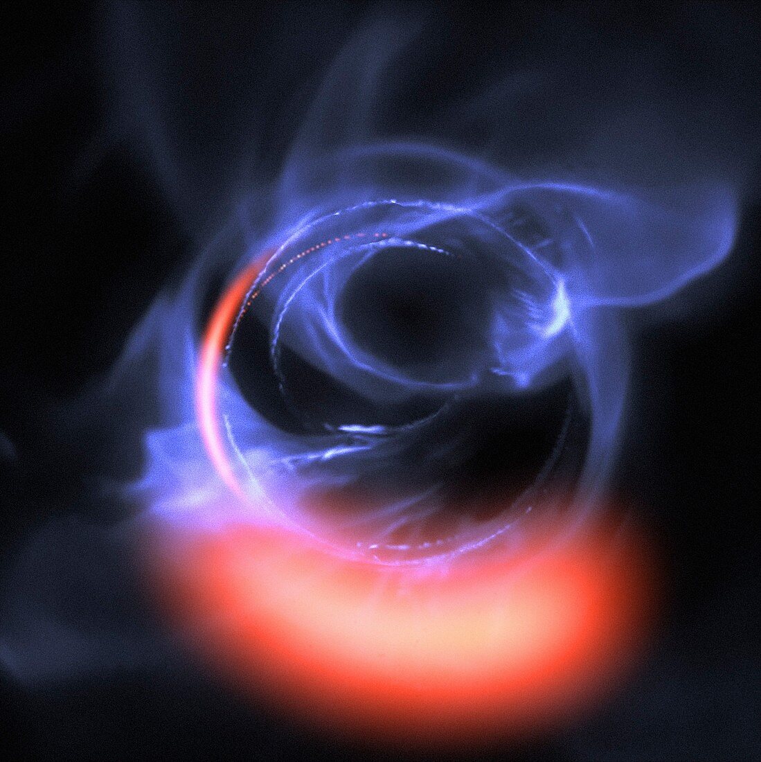 Material orbiting close to a black hole, illustration