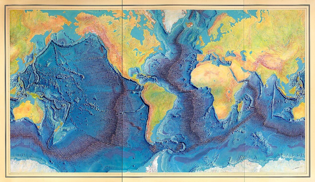 First World Ocean Floor Map, 1977, artwork
