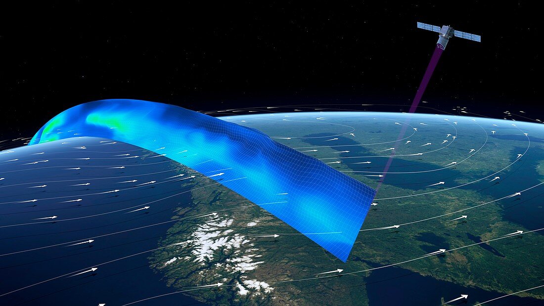 ADM-Aeolus satellite measuring Earth's winds, illustration