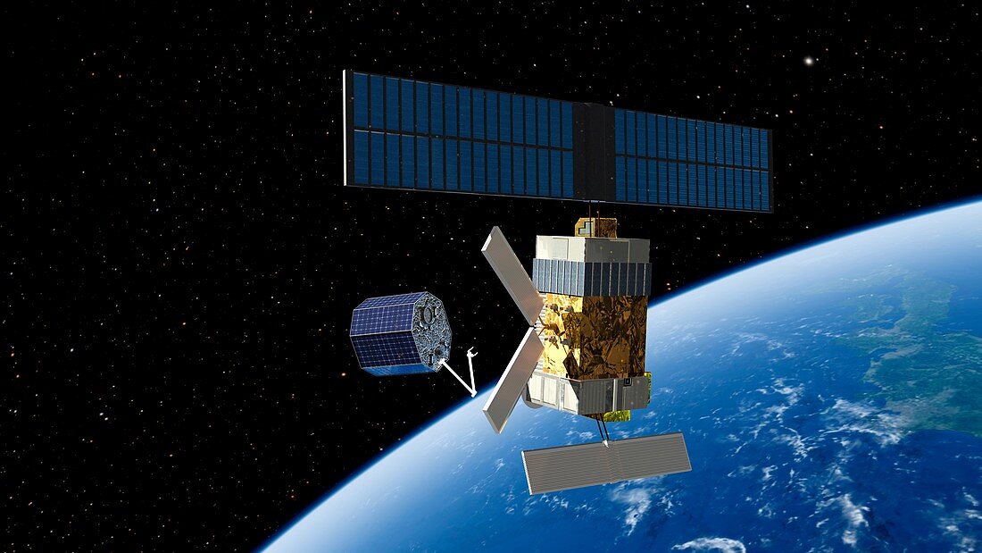 Defunct satellite removal mission, illustration