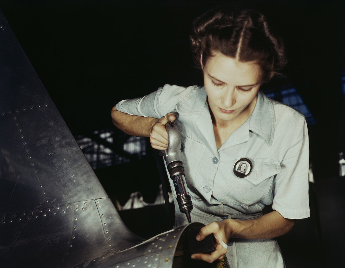 WWII, Female Worker, Naval Air Base, 1942