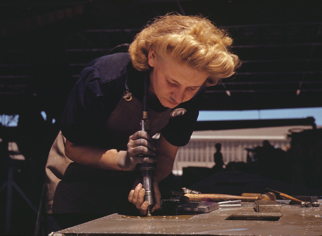 WWII, Female Worker, Naval Air Base, 1942
