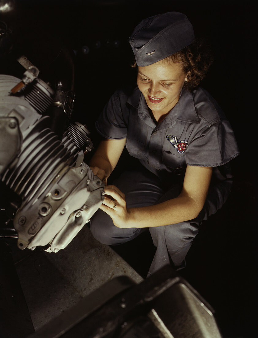 WWII, Female Mechanic, Naval Air Base, 1942