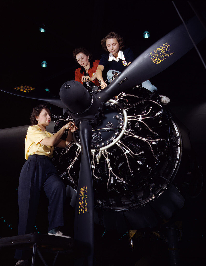 WWII, Women Work On C-47 Skytrain, 1942