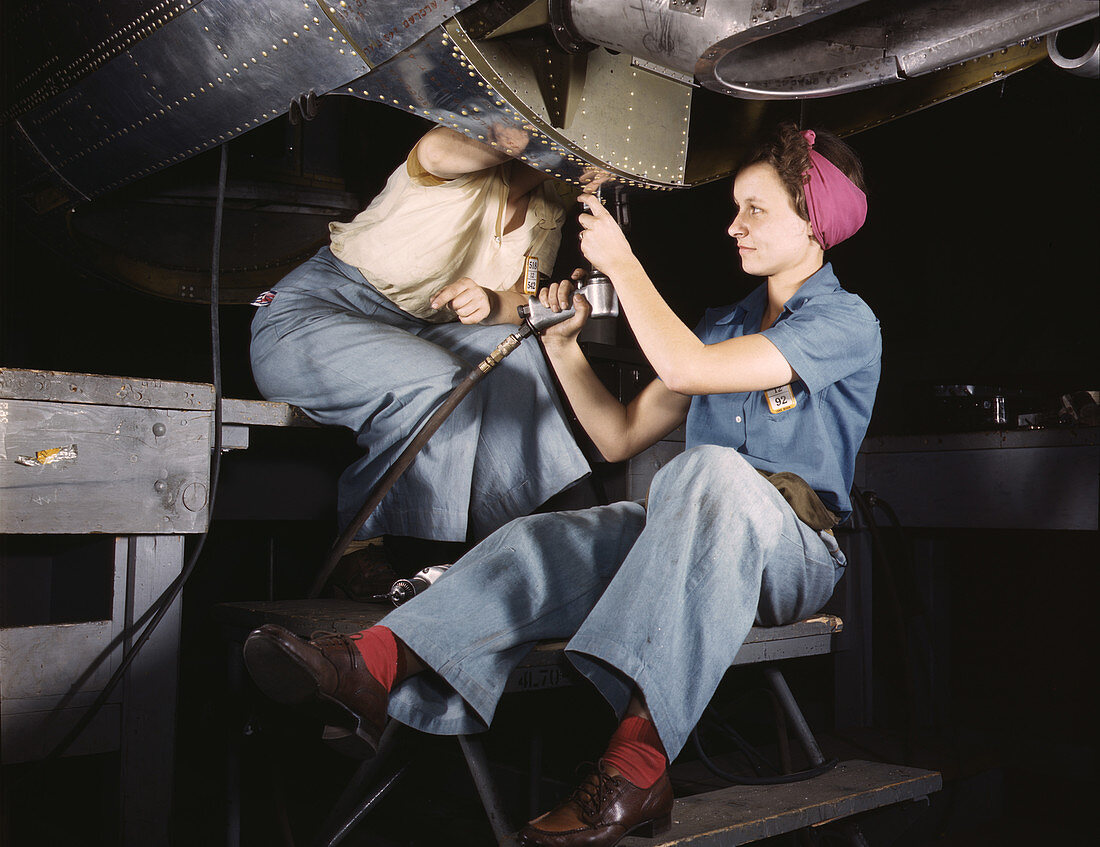WWII, Women Workers, Airplane Factory, 1942