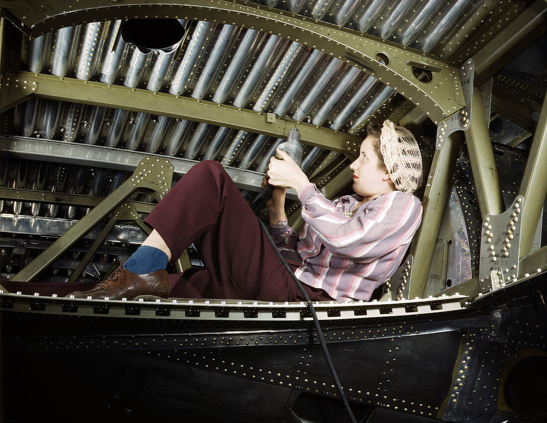 WWII, Female Riveter, A-20 Bomber, 1942