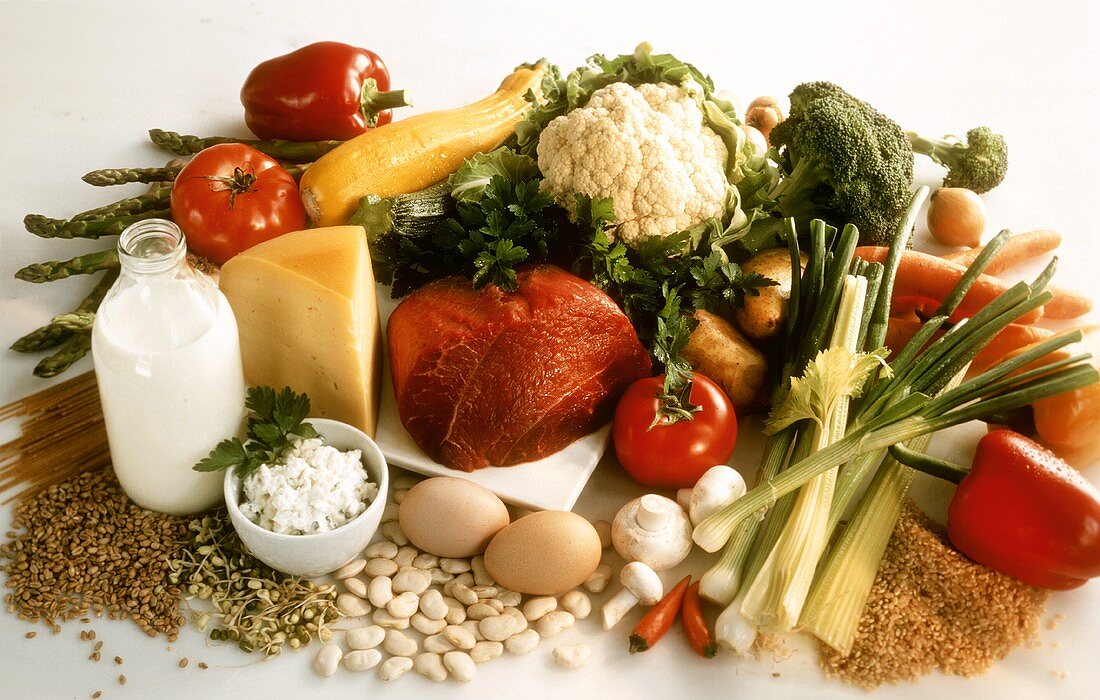 Lebensmittel: Milch,Milchprodukte,Fleisch,Gemüse,Eier,Nudeln
