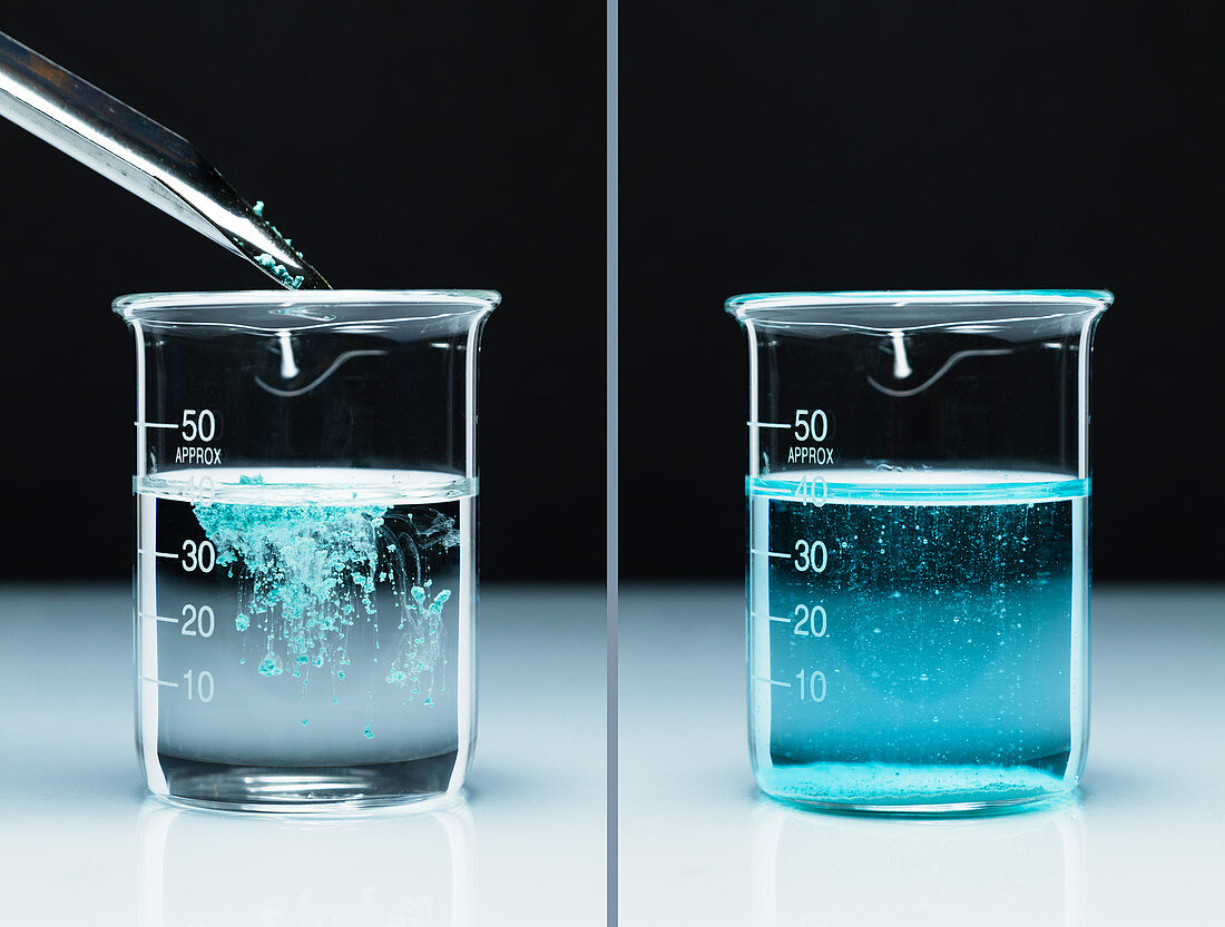 Copper carbonate reacts with acid
