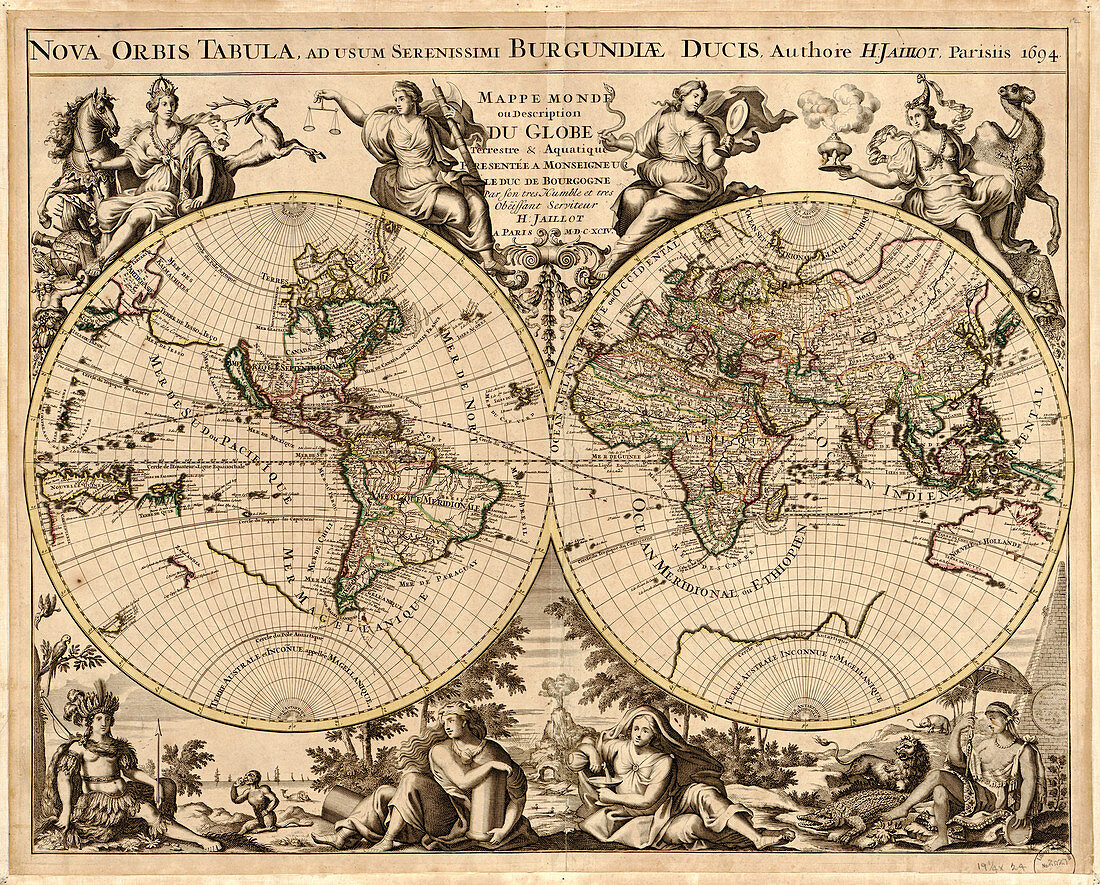 Hubert Jaillot, World Map, 1694