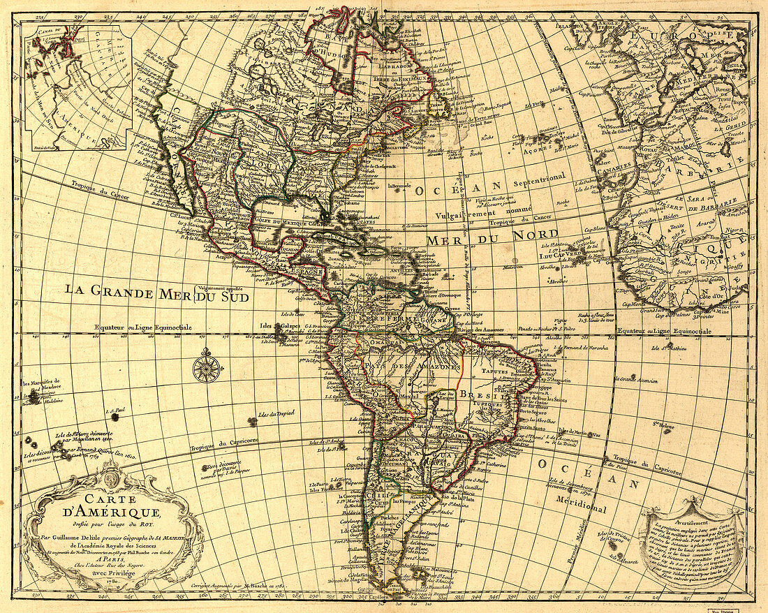 Guillaume Delisle, The Americas Map, 1780