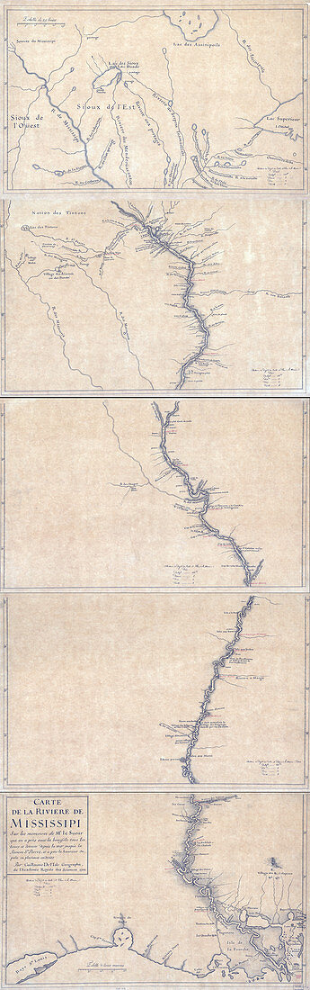 Guillaume Delisle, Mississippi River Map, 1702