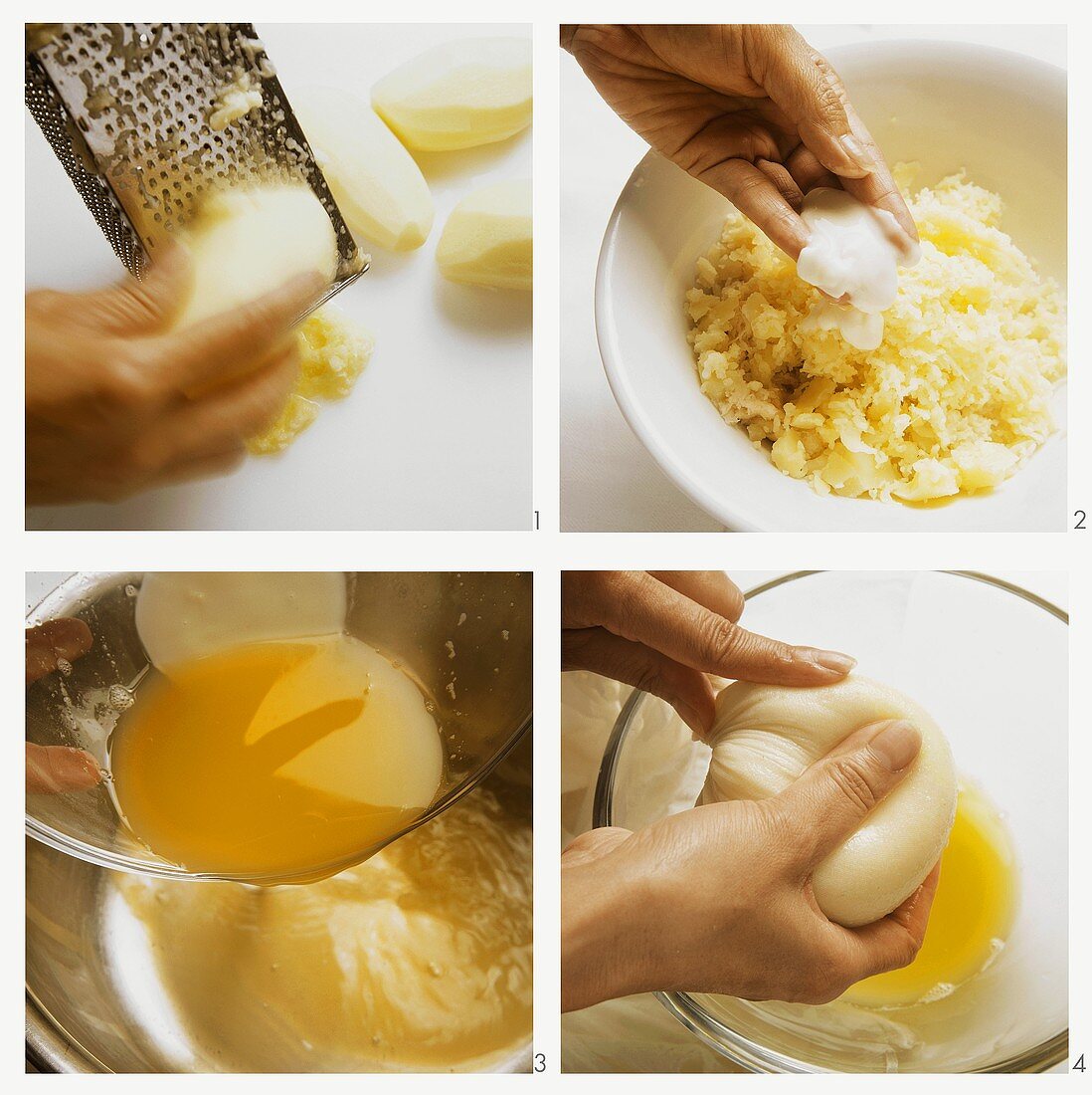 Preparing raw potato dumplings