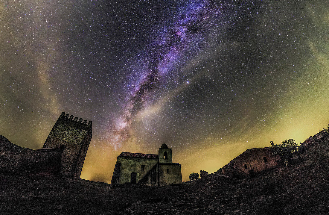 Milky Way over Noudar Castle