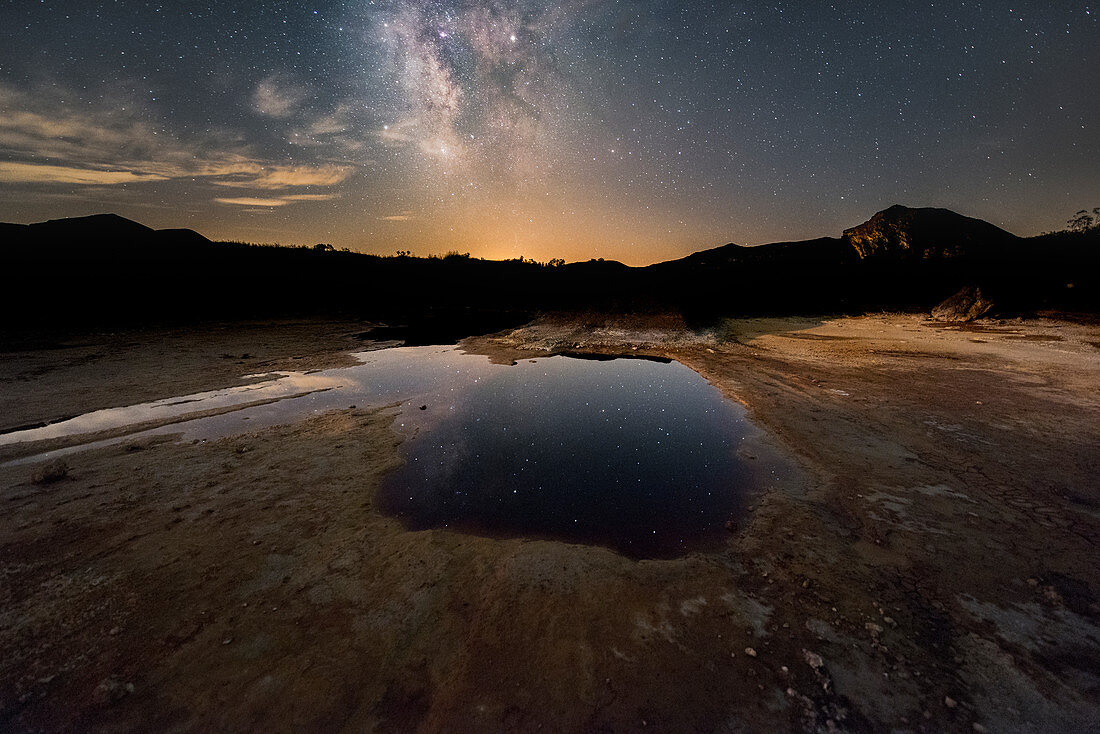 Milky Way over mining landscape
