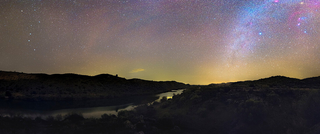 Milky Way over river gorge