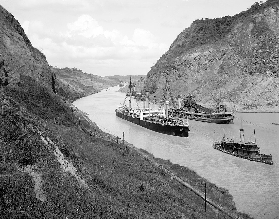 Culebra Cut, Deepest Section of Panama Canal, c. 1915