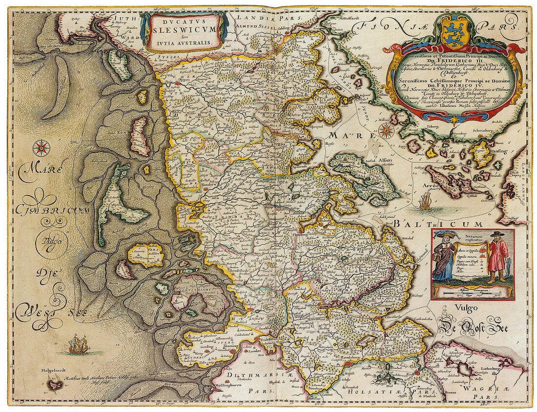 Joan Blaeu, Southern Denmark Map, 17th Century