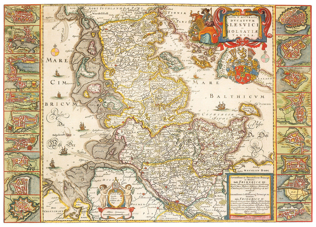 Joan Blaeu, Duchy of Schleswig Map, 17th Century