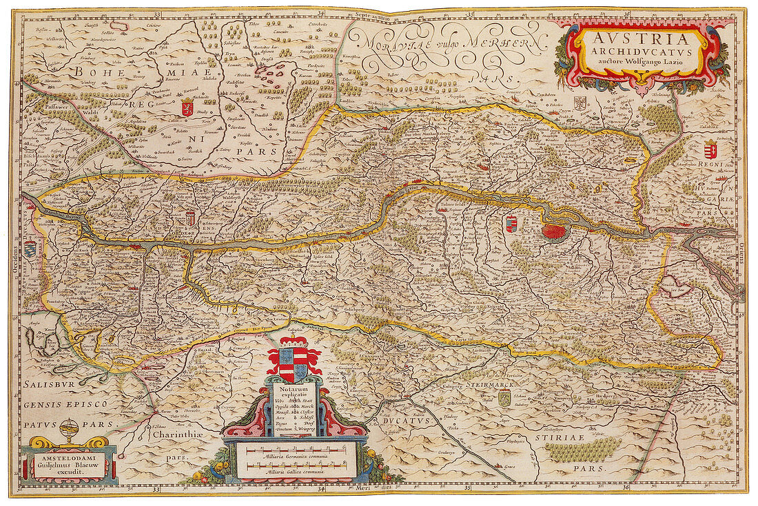 Joan Blaeu, Austria Map, 17th Century