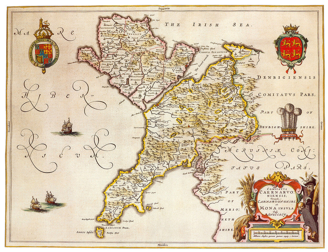 Joan Blaeu, Anglesey Island Map, 17th Century