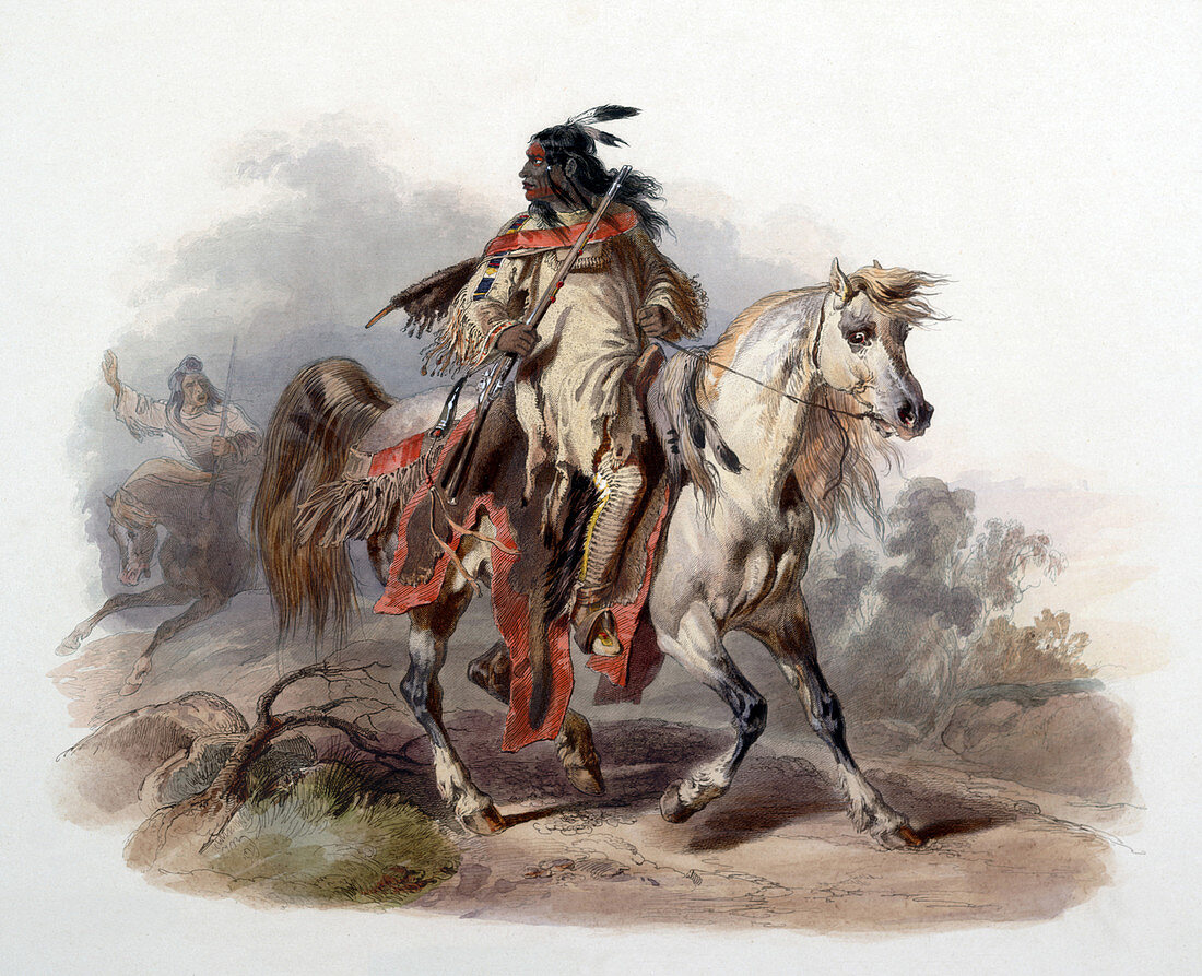 Native American Blackfoot Indian Warrior, 1830s