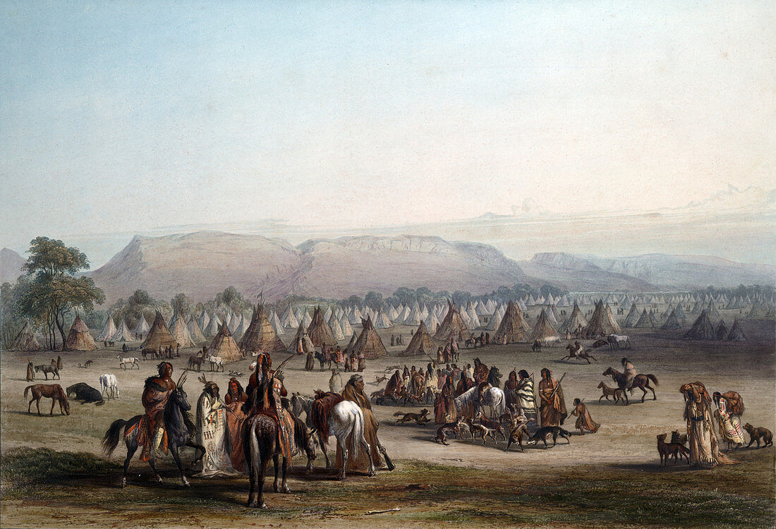 Native American Peigan Indian Encampment, 1830s