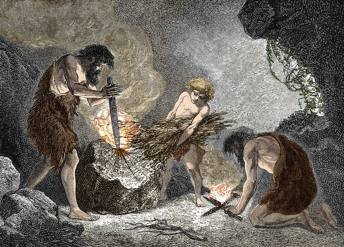 Early Humans Making Fire