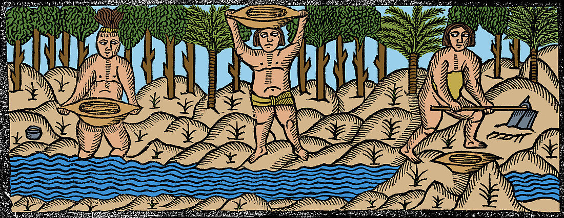 Panning for Gold in the New World, 16th Century
