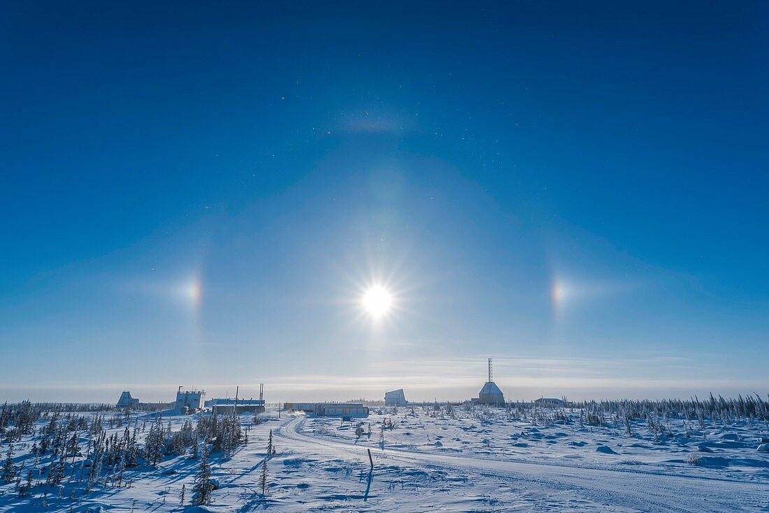 Sundogs over rocket range, Manitoba, Canada