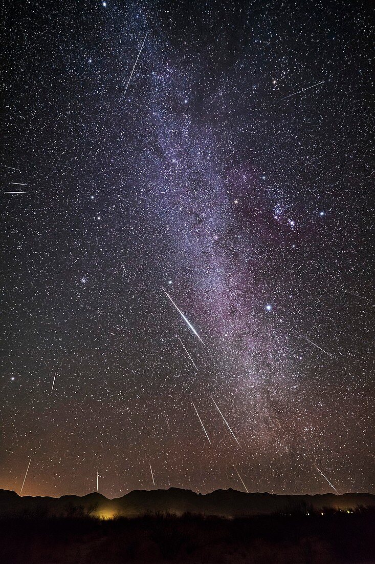Geminid Meteor Shower in the Winter Milky Way