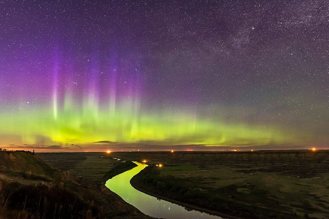 Aurora over Red Deer River, Alberta, Canada