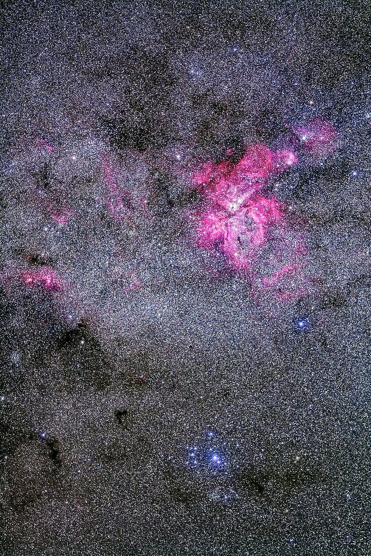 Carina Nebula and the Southern Pleiades