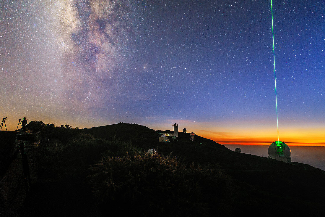 Milky Way and laser guide star at twilight