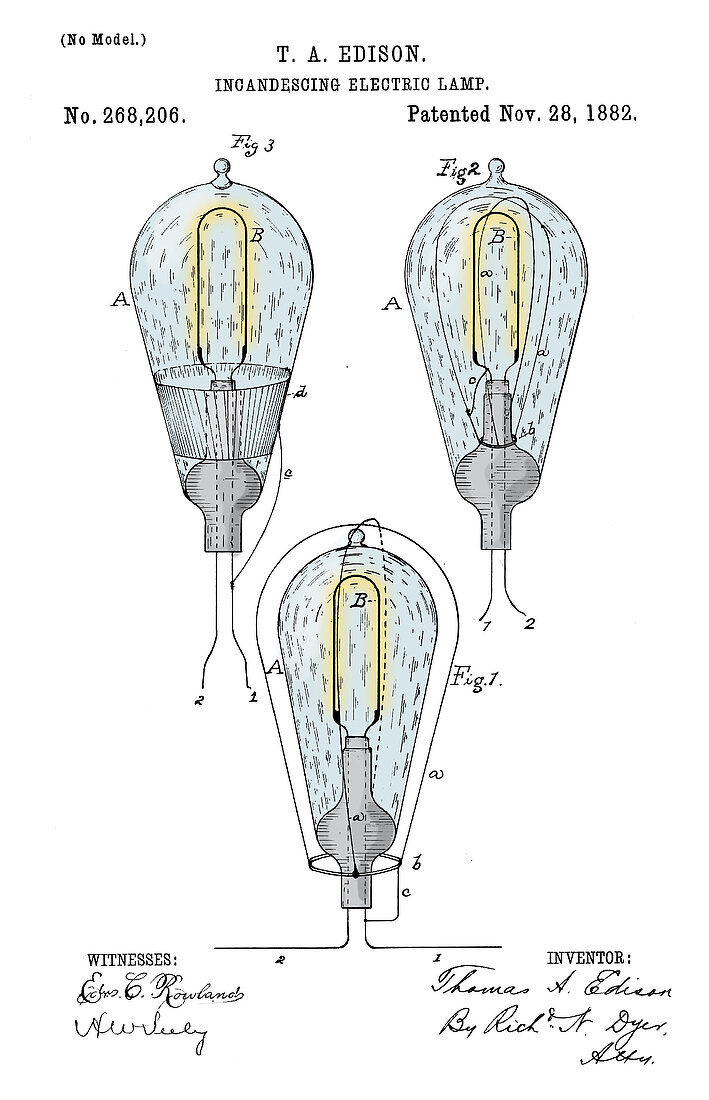 Edison Incandescent Electric Lamp Patent, 1882