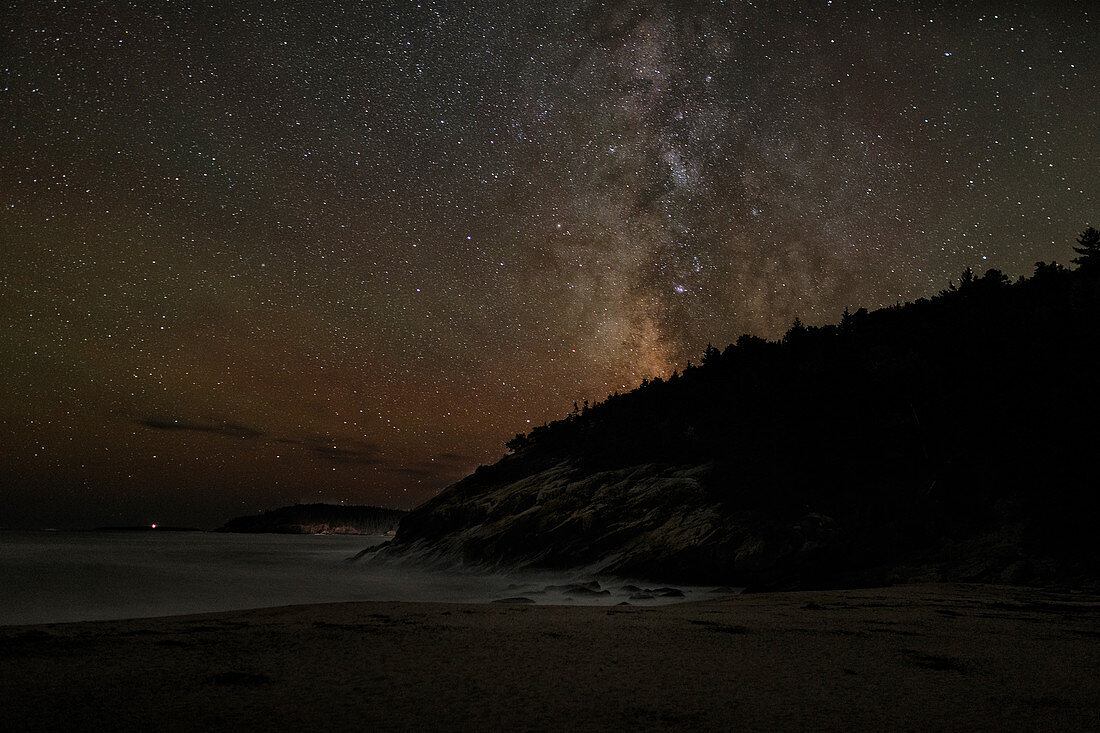 Sand beach and Milky Way at night