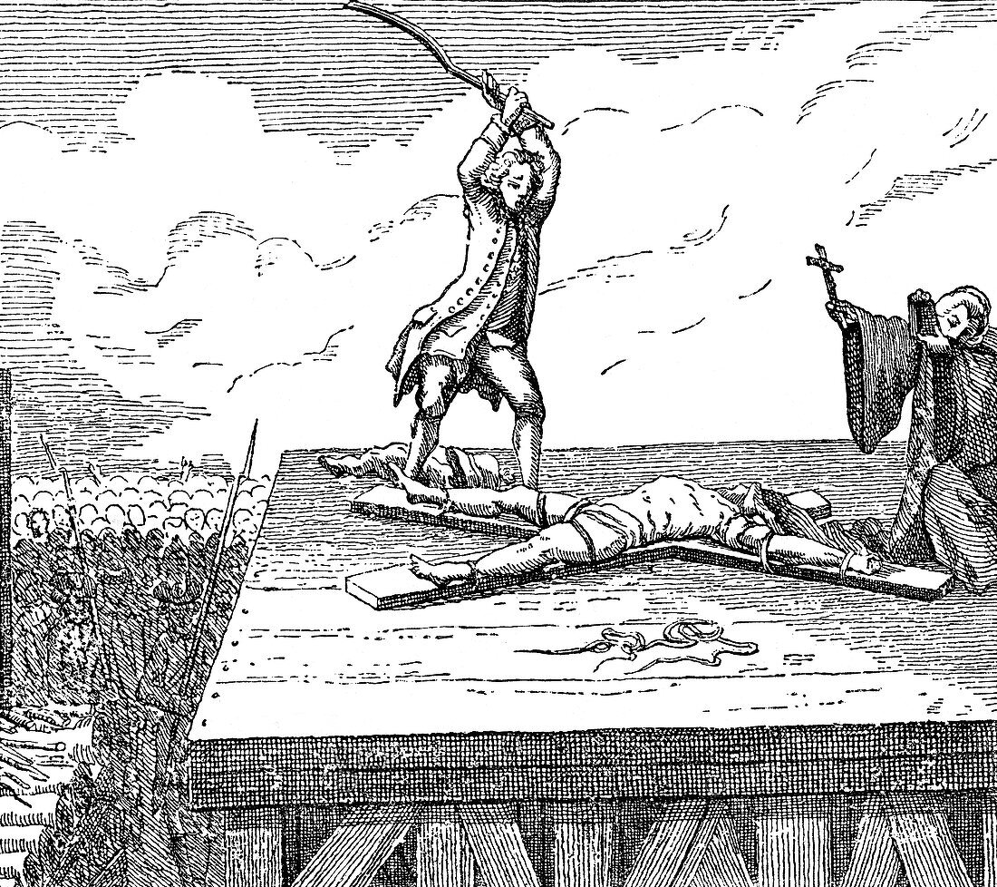 Antoine Desrues Tortured on Breaking Wheel, 1777
