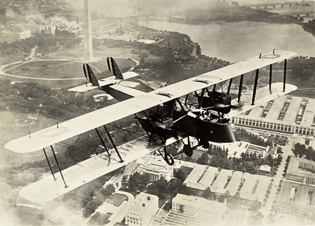Airplane Flying Over Washington, D.C., c. 1920