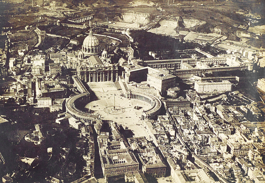 St. Peter's & the Vatican, Aerial, Rome, c. 1917